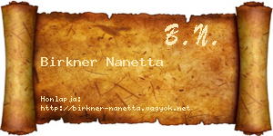 Birkner Nanetta névjegykártya